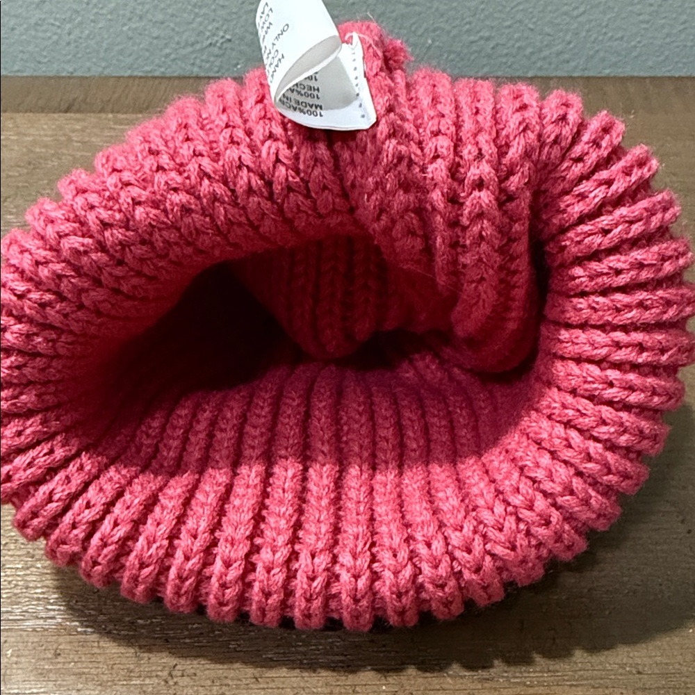 Steve Madden Pink Flash Pom Knit Beanie - Picture 5 of 5